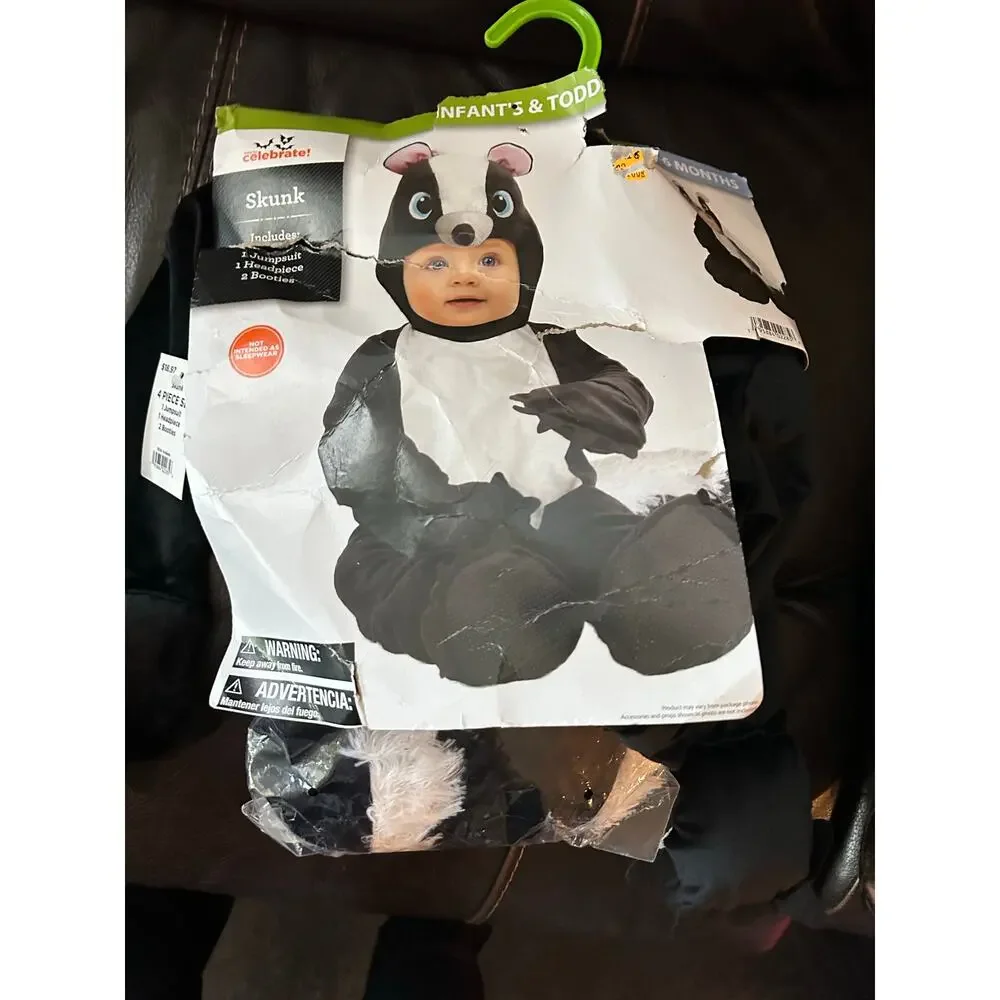 Infant Way to Celebrate Skunk Halloween Costume 0-6M, Black and White